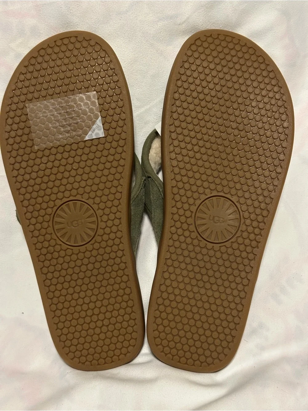 UGG Mens Seaside Green Shearling Flip Flop Sandals